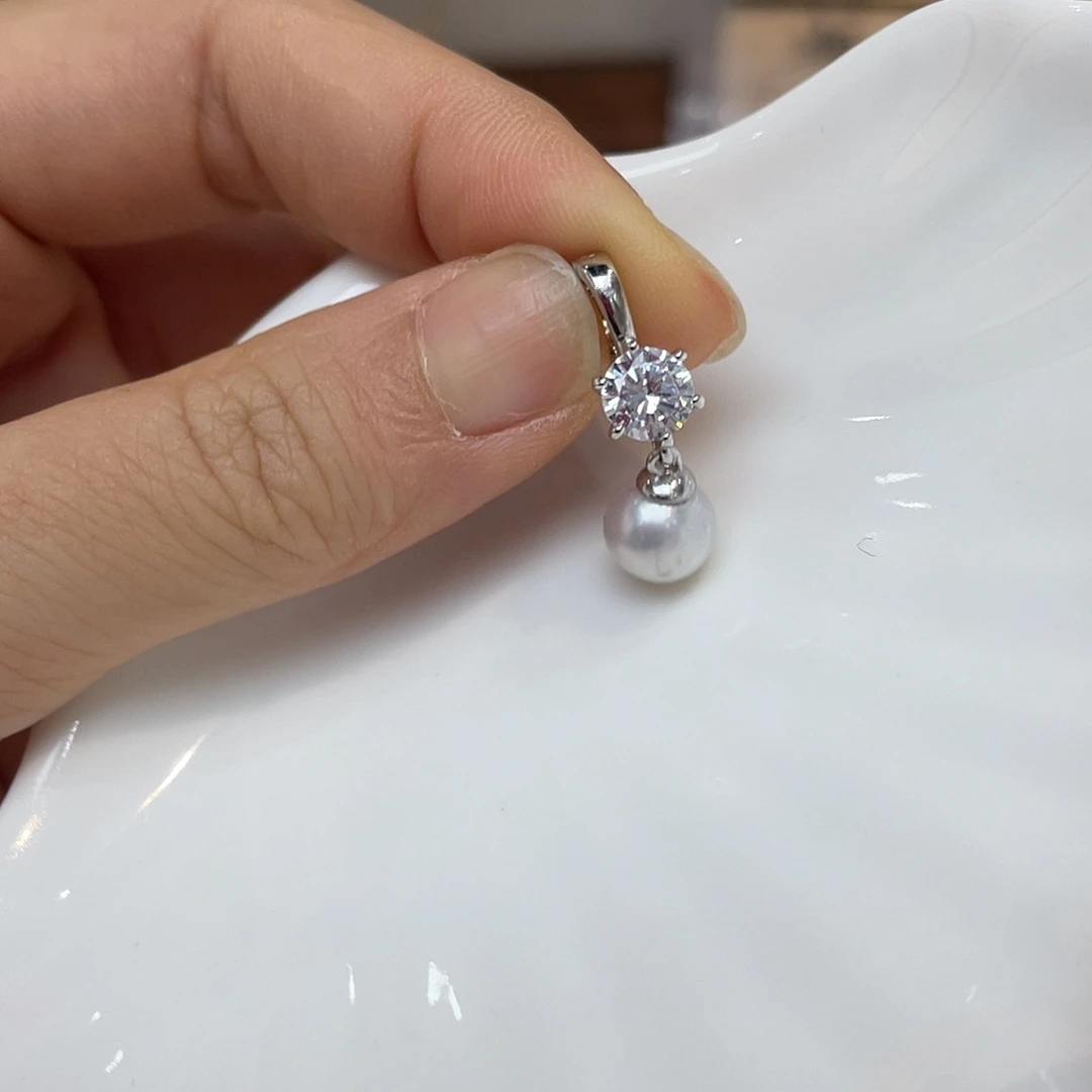 吊坠(不含链)银S925镶嵌海水珍珠