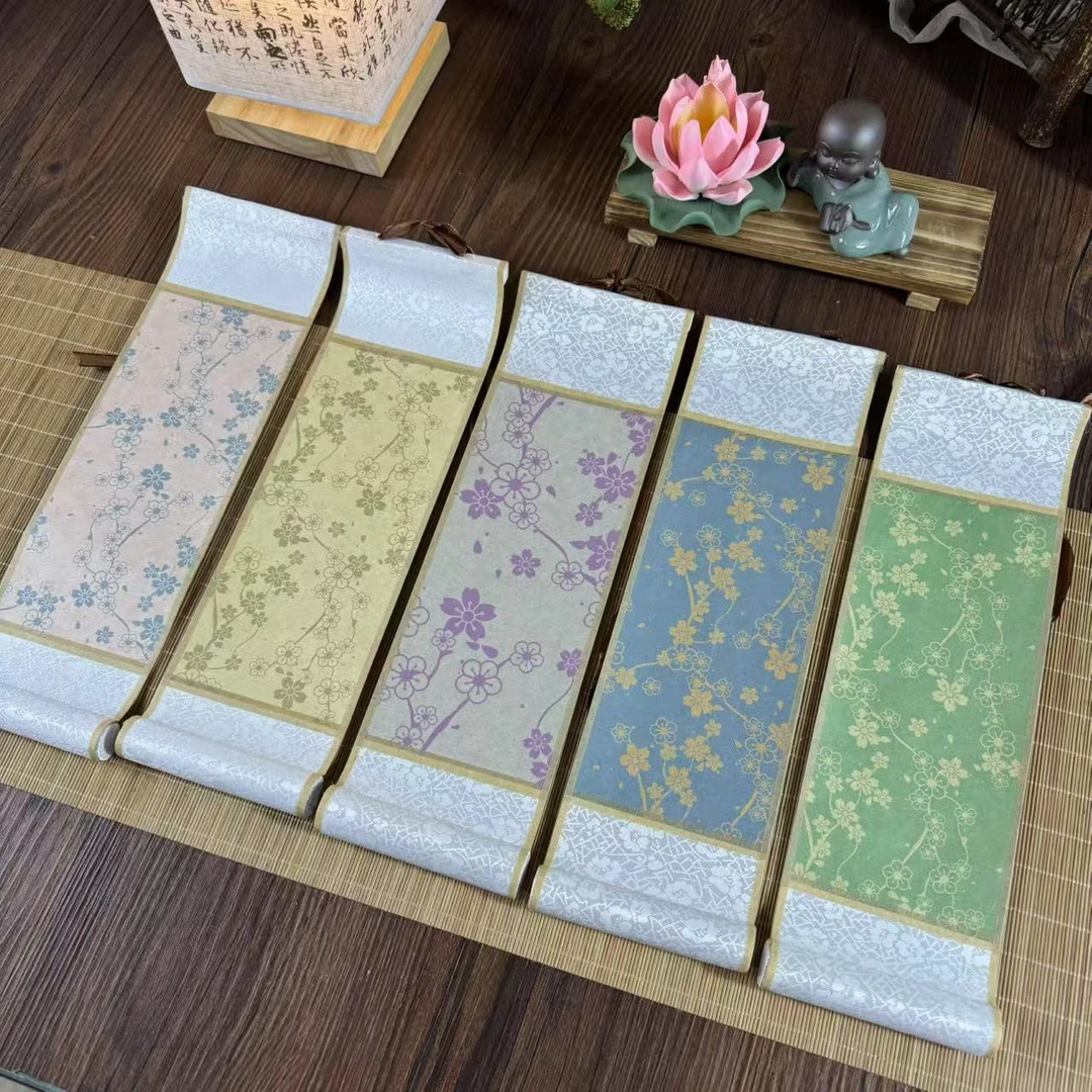 静德斋特惠【文房-折枝花迷你小挂轴 】书半生熟挂轴宣纸