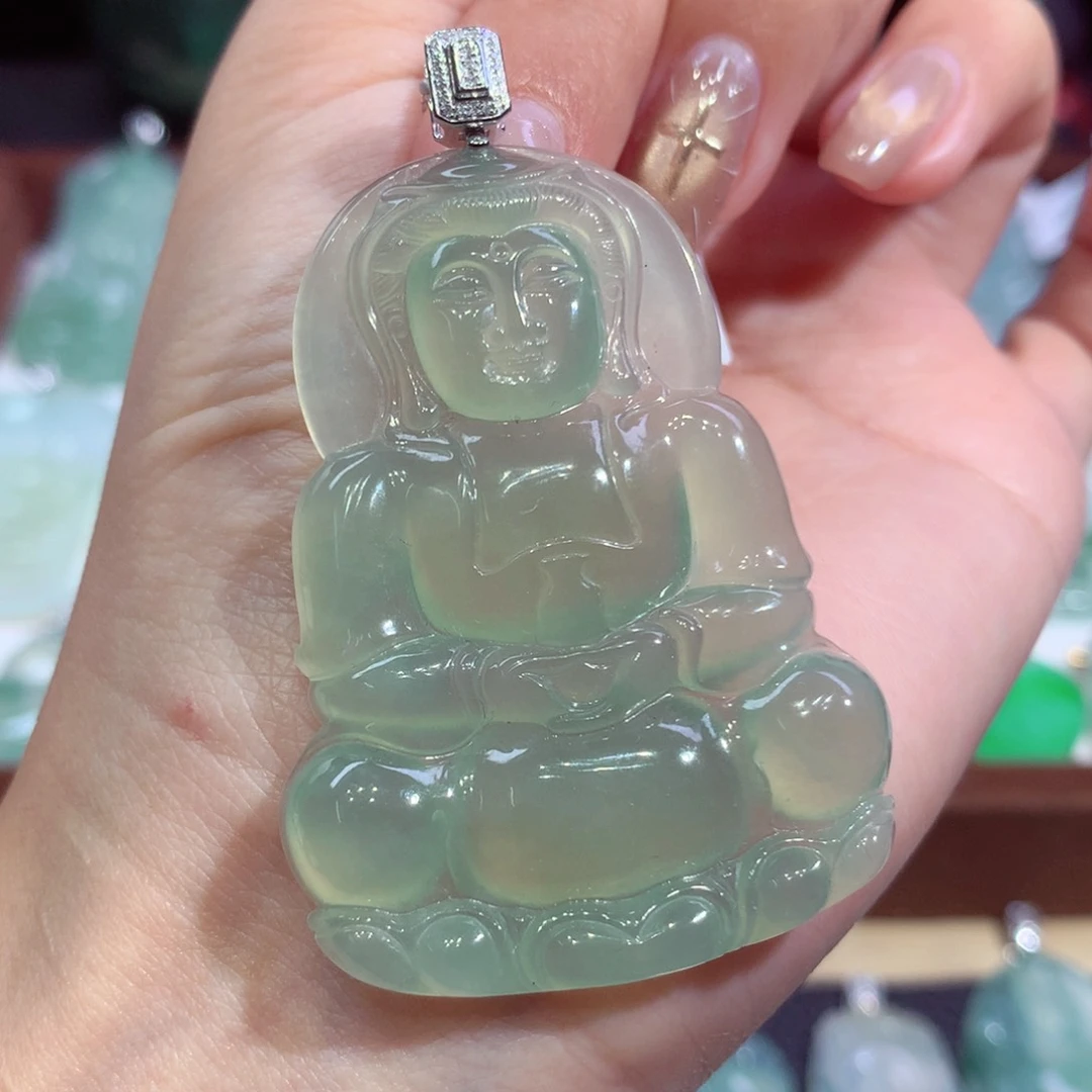 吊坠(不含链)18K金镶嵌翡翠