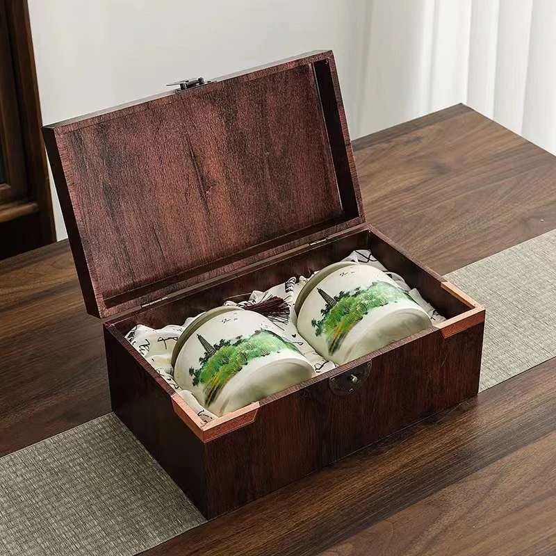 节日送礼 茶叶绿茶龙井豆香味两陶瓷罐装