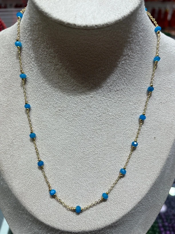 时尚设计款满天星蓝3m刻面项链