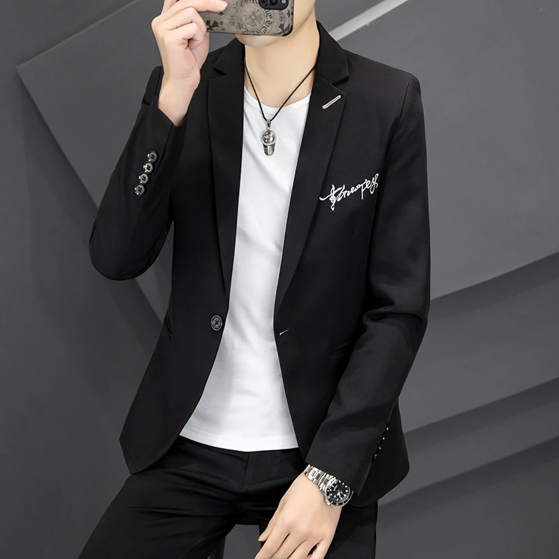 高档西装上衣男士秋季新款休闲小西服韩版修身百搭潮流帅气男外套