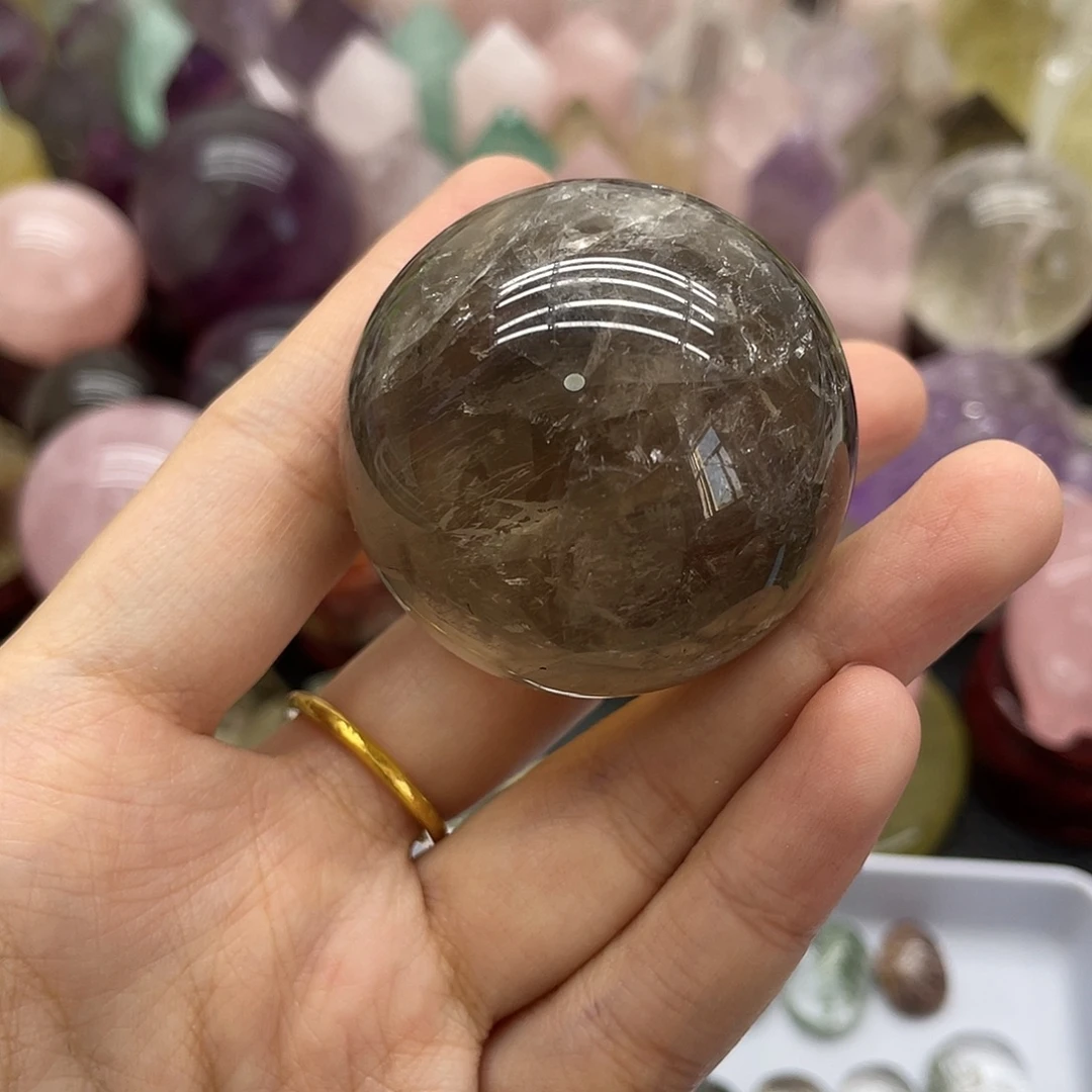 未镶嵌水晶珠宝半成品36茶晶球