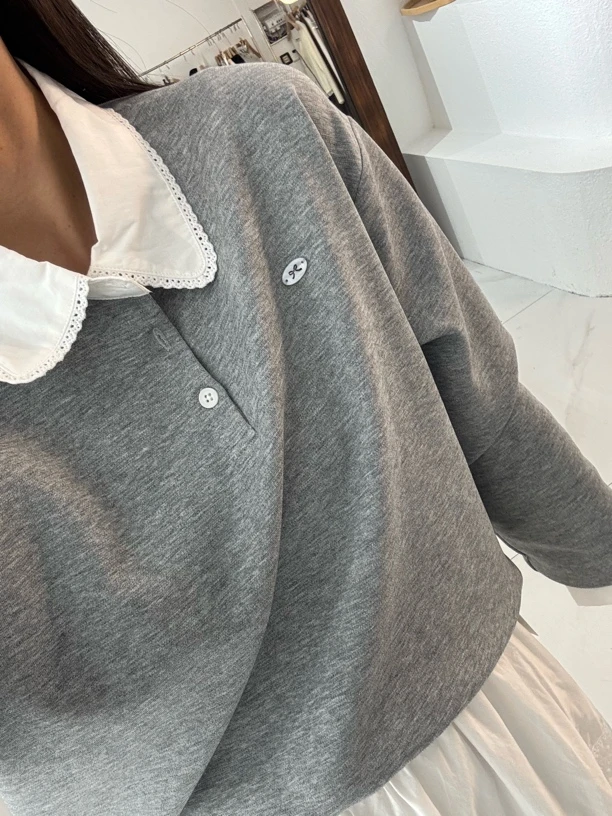 娃娃领拼接假两件长袖衬衫套头卫衣春季新款韩版学院风减龄上衣女