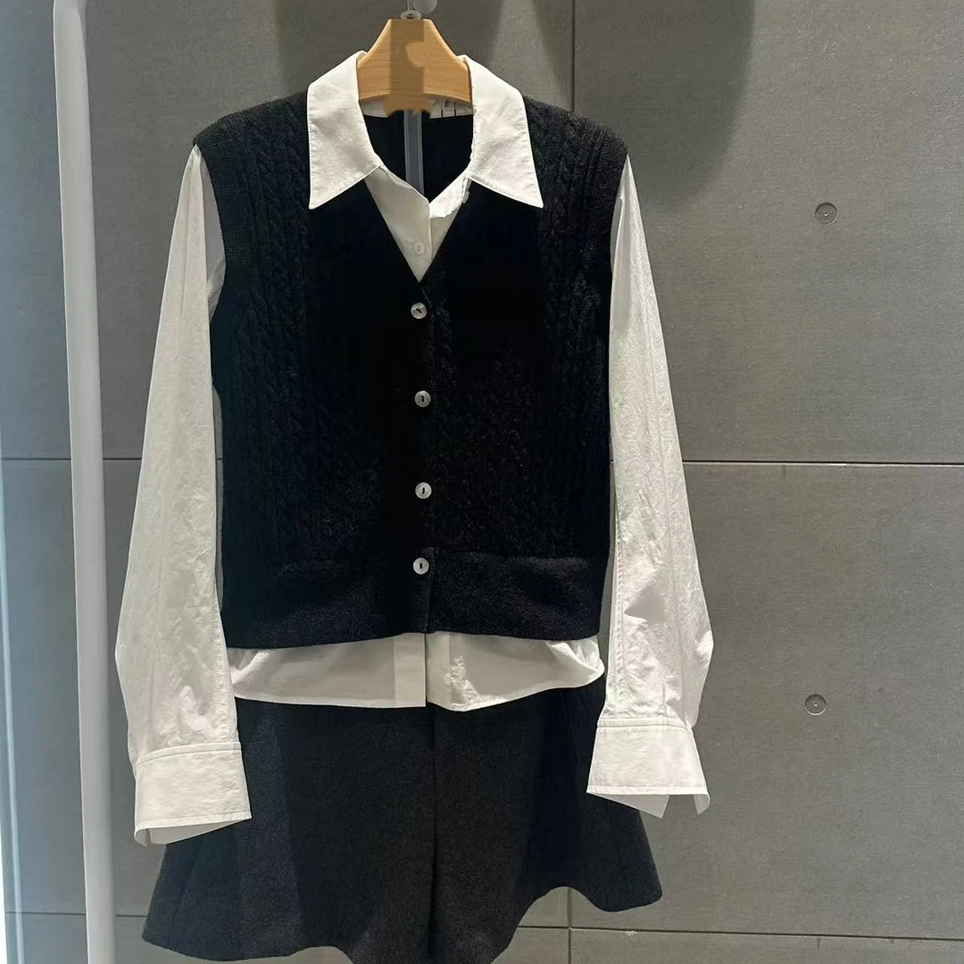 针织衫-5FA133931绞花慵懒风休闲假两件开衫