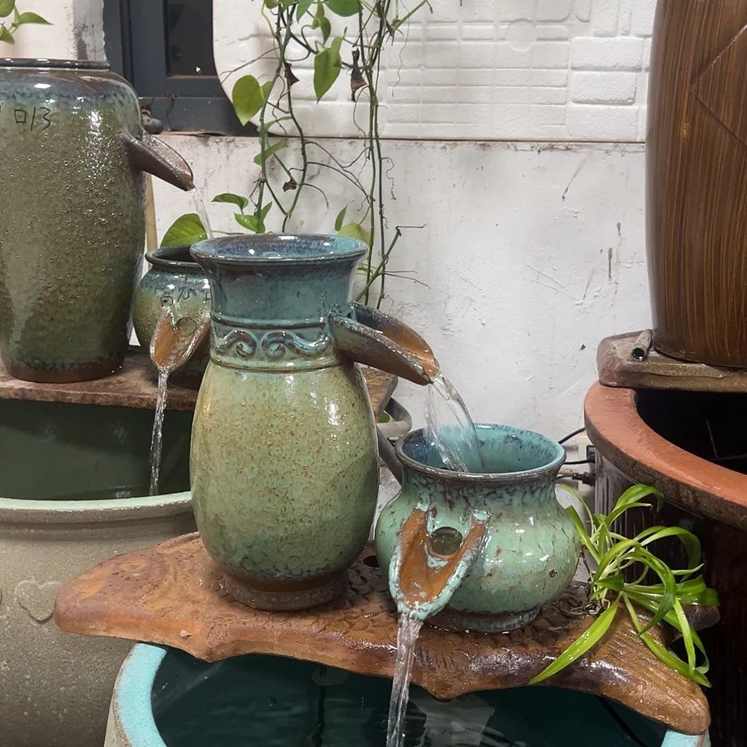 紫砂花盆流水罐带6瓦泵软管一起