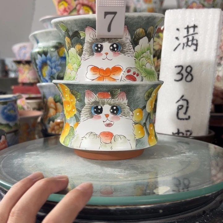 景德镇手绘花盆满38包邮偏远地区除外
