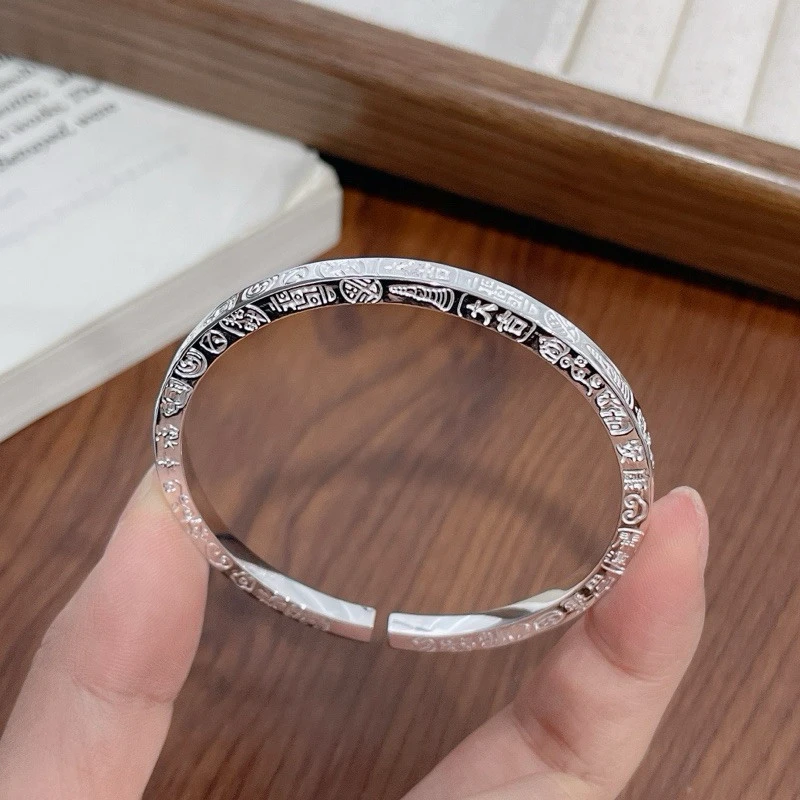 足银999 开口筷子吉言银手镯实心送女友闺蜜时尚礼物