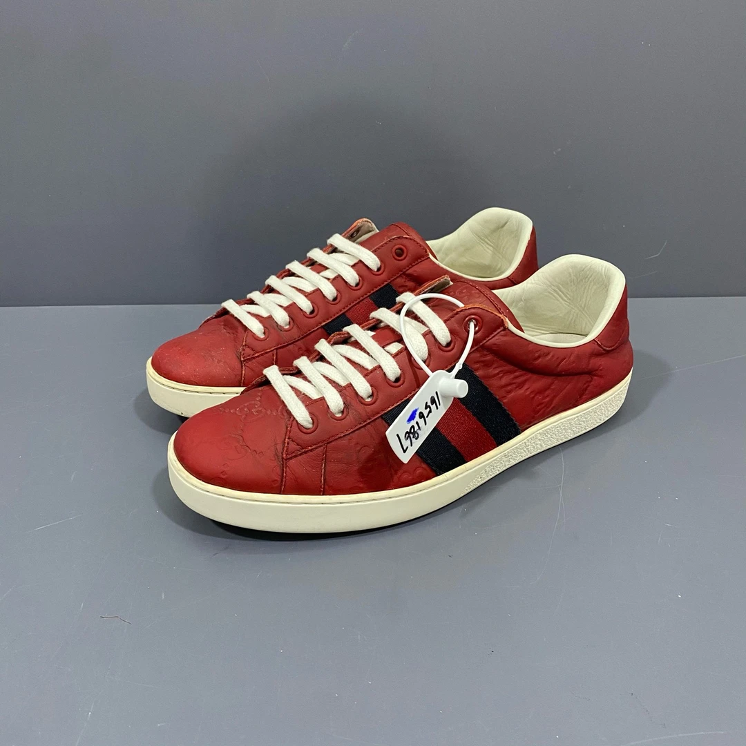 95新 GUCCI/古驰 40码 古驰gucci 红色满印板鞋 休闲鞋 260