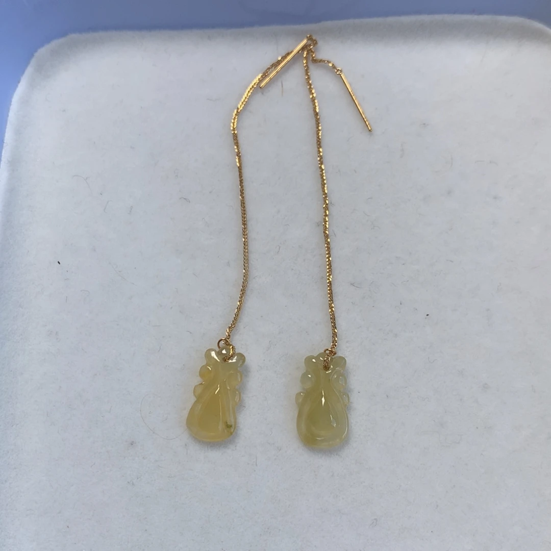 翡翠18K金镶嵌颈饰耳