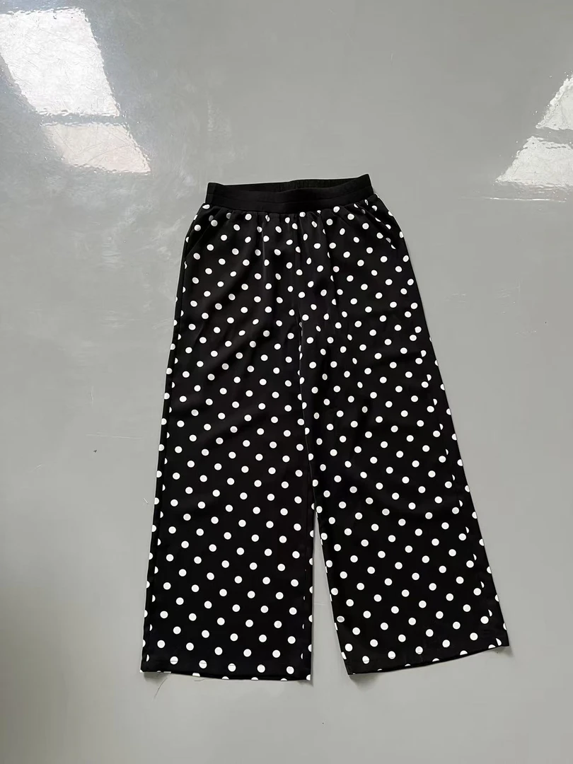 8183松紧腰显瘦点点九分裤