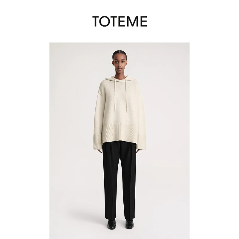 TOTEME女装经典简约落肩阔袖罗纹连帽针织衫