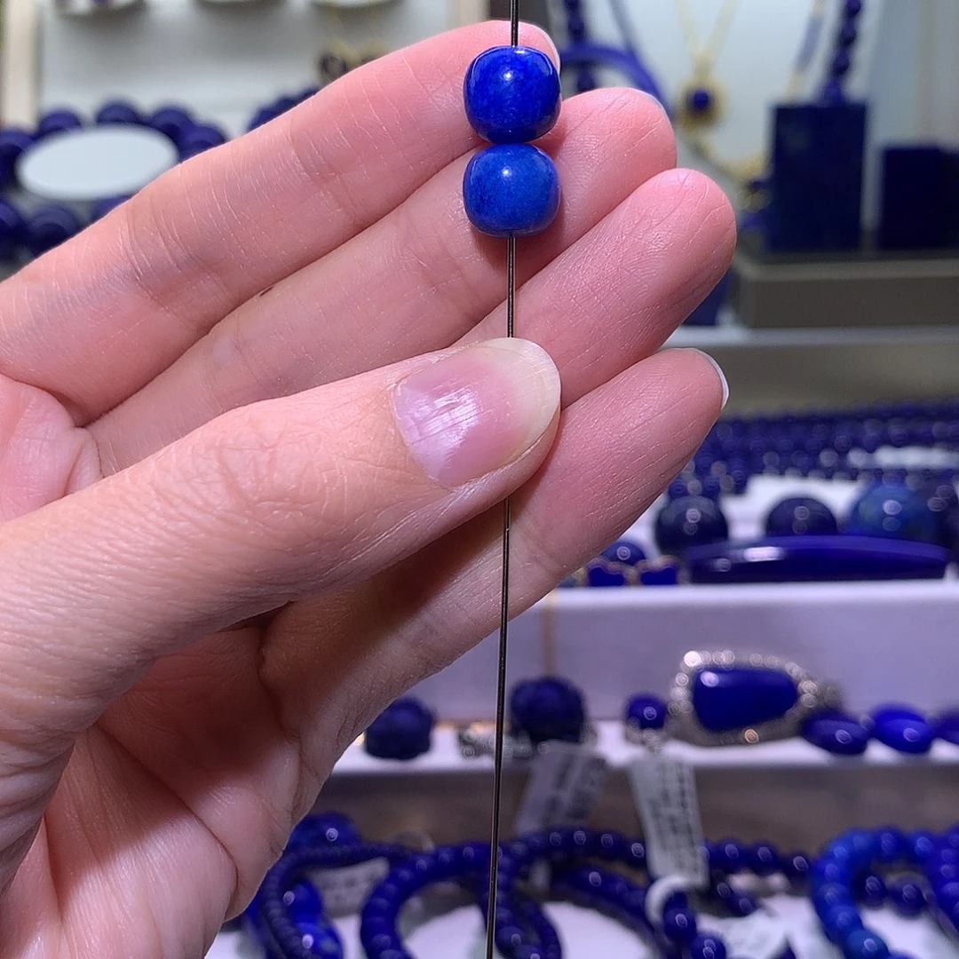 青金石未镶嵌天然原矿老型单珠9*8.5m