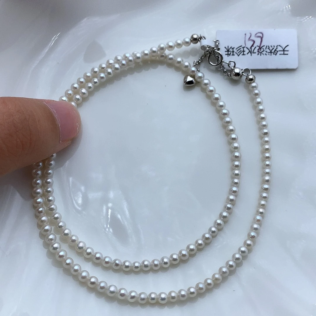 颈饰银S925镶嵌淡水珍珠微****机