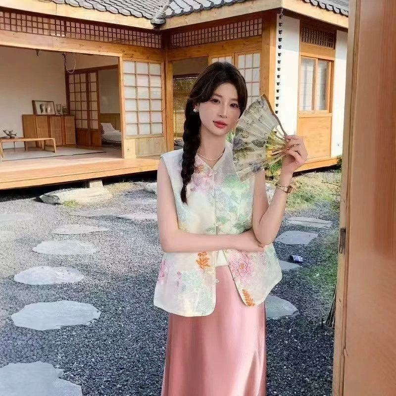 夏季复古马甲马夹新中式时尚女绣花薄款
