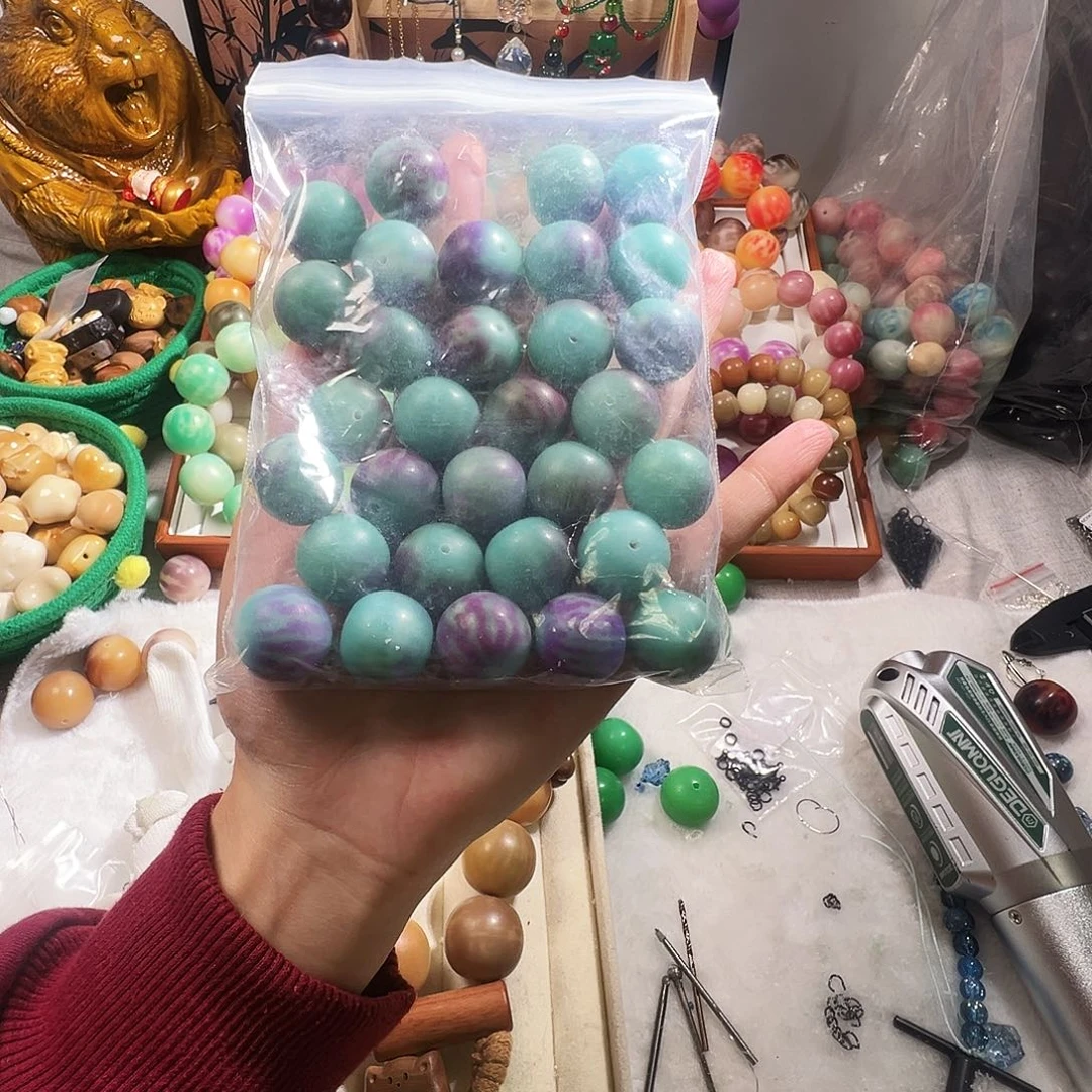 吊坠菩提根/象牙果卡19蓝紫散珠