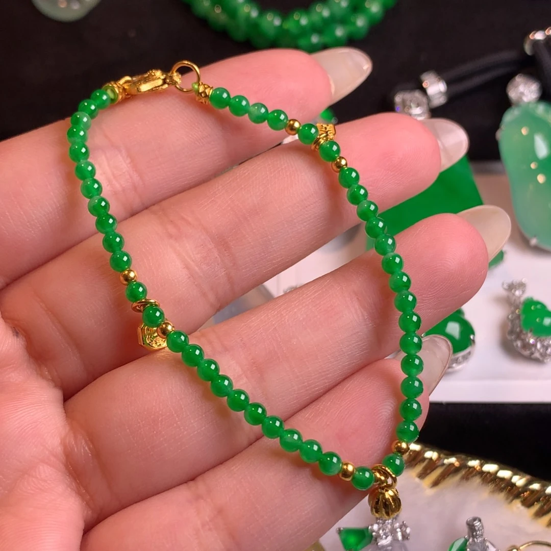 足金镶嵌手链翡翠