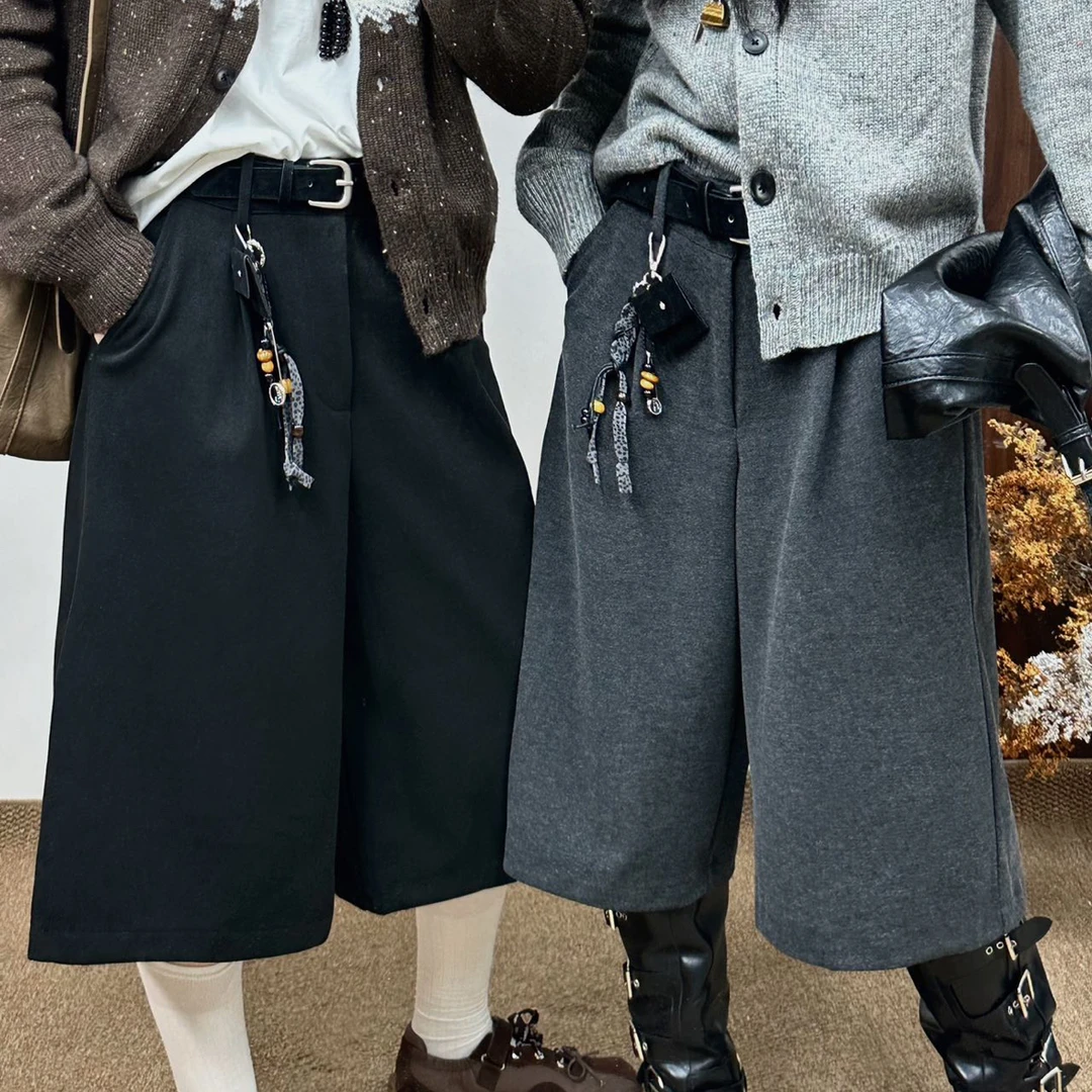 十三行X2#98215秋冬福利高品质羊绒七分阔腿裤，裤长：69cm