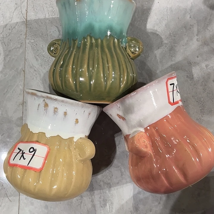 瓷片陶瓷多肉花盆捏花艺术品
