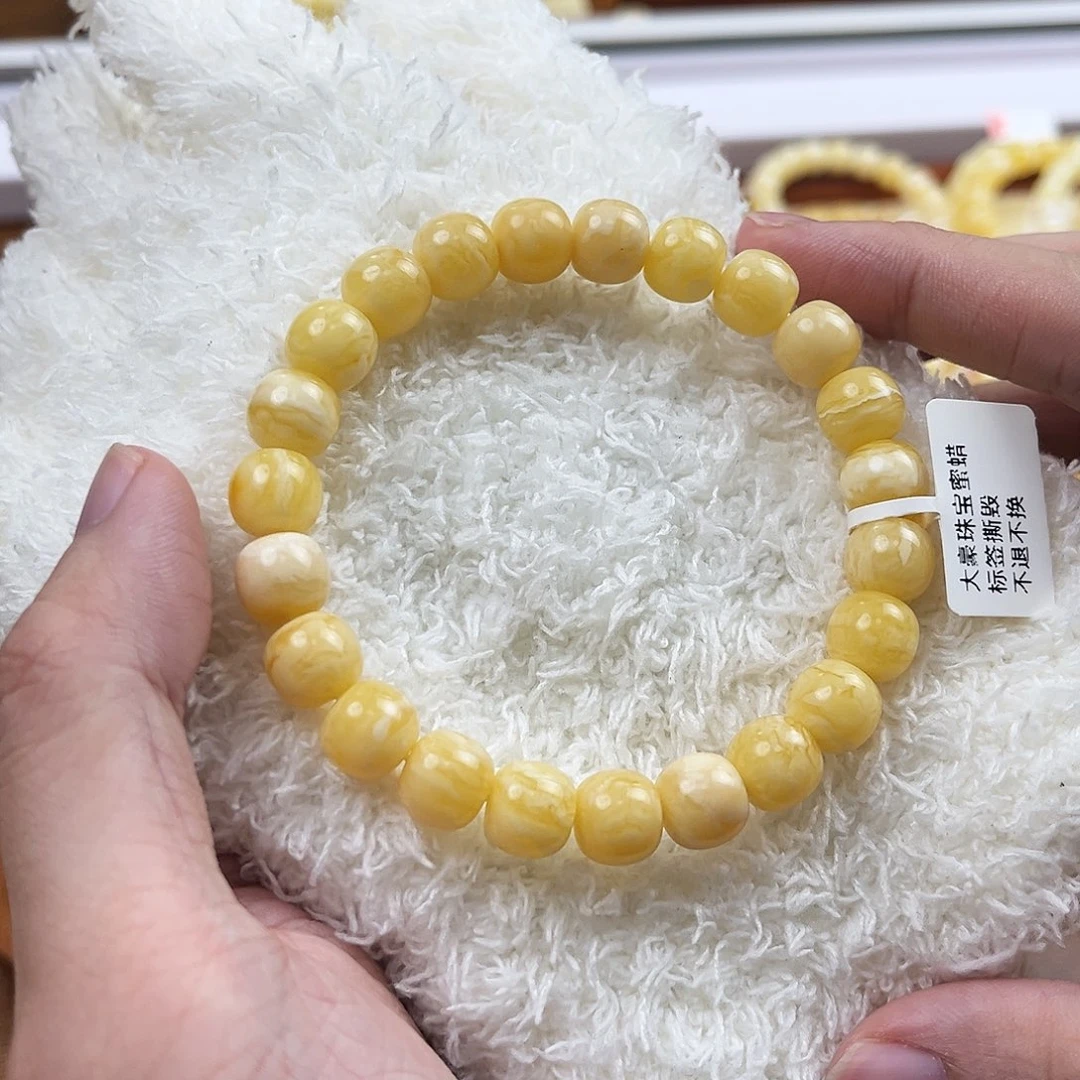 蜜蜡未镶嵌手串浓蜡白花10mm