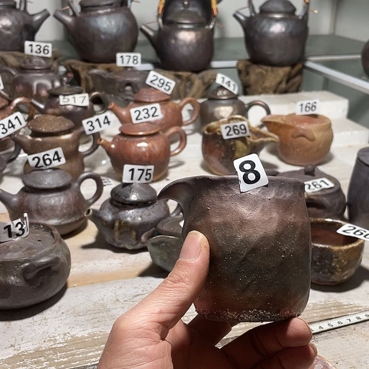 纯手工捏制柴烧茶具