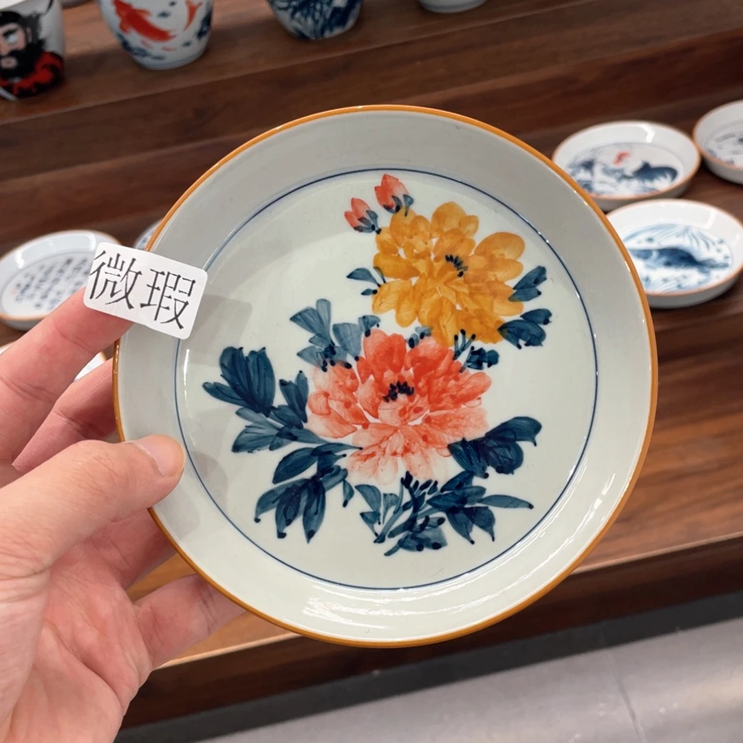 釉下手绘茶具微瑕