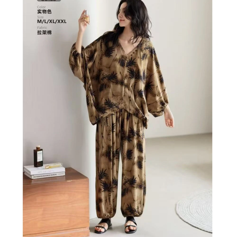 【卡蔻】88078女士朵拉棉蝴蝶印花套装