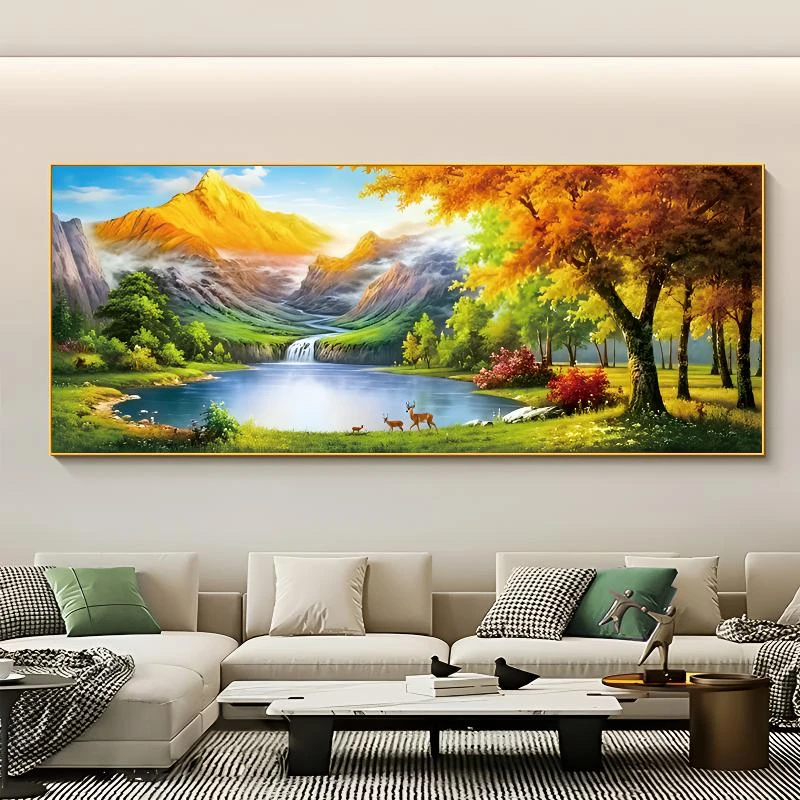 日照金山装饰画沙发背景墙壁挂画大气用品壁画字画客厅背景墙挂画