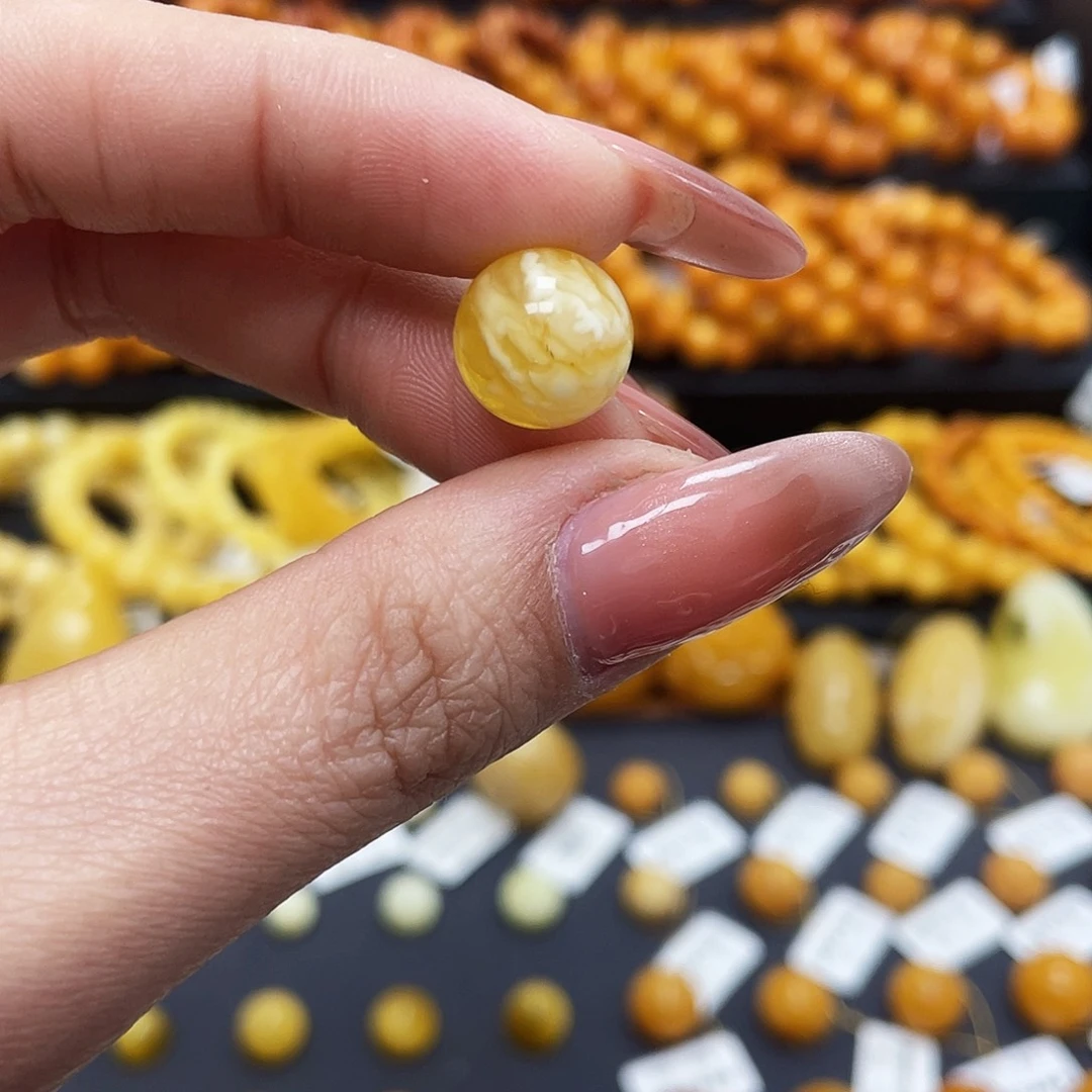 蜜蜡珠宝奇石未镶嵌12.2mm圆珠微瑕