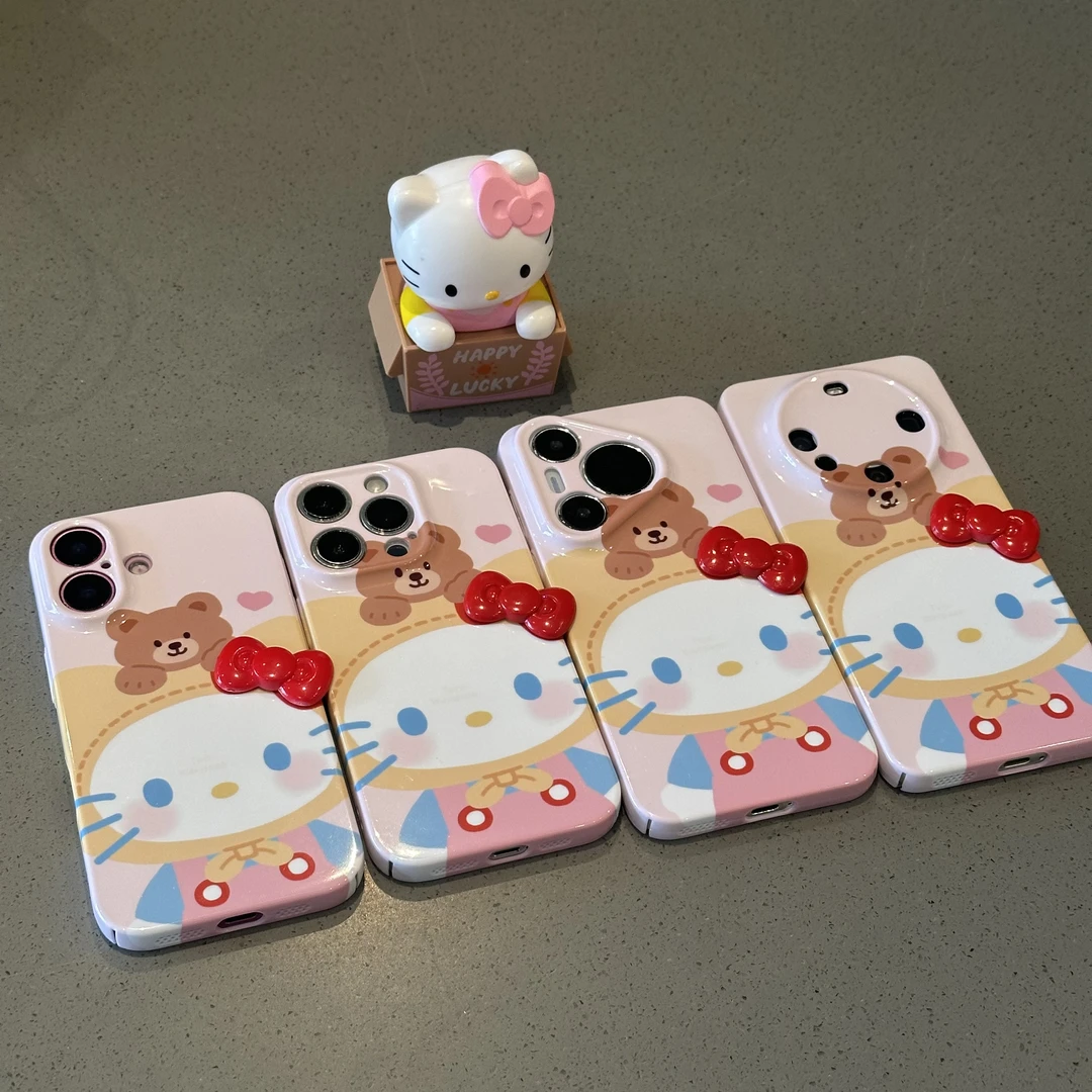 BANCA小熊kitty蝴蝶结适用苹果16/17手机壳华为P80oppo小米15vivo