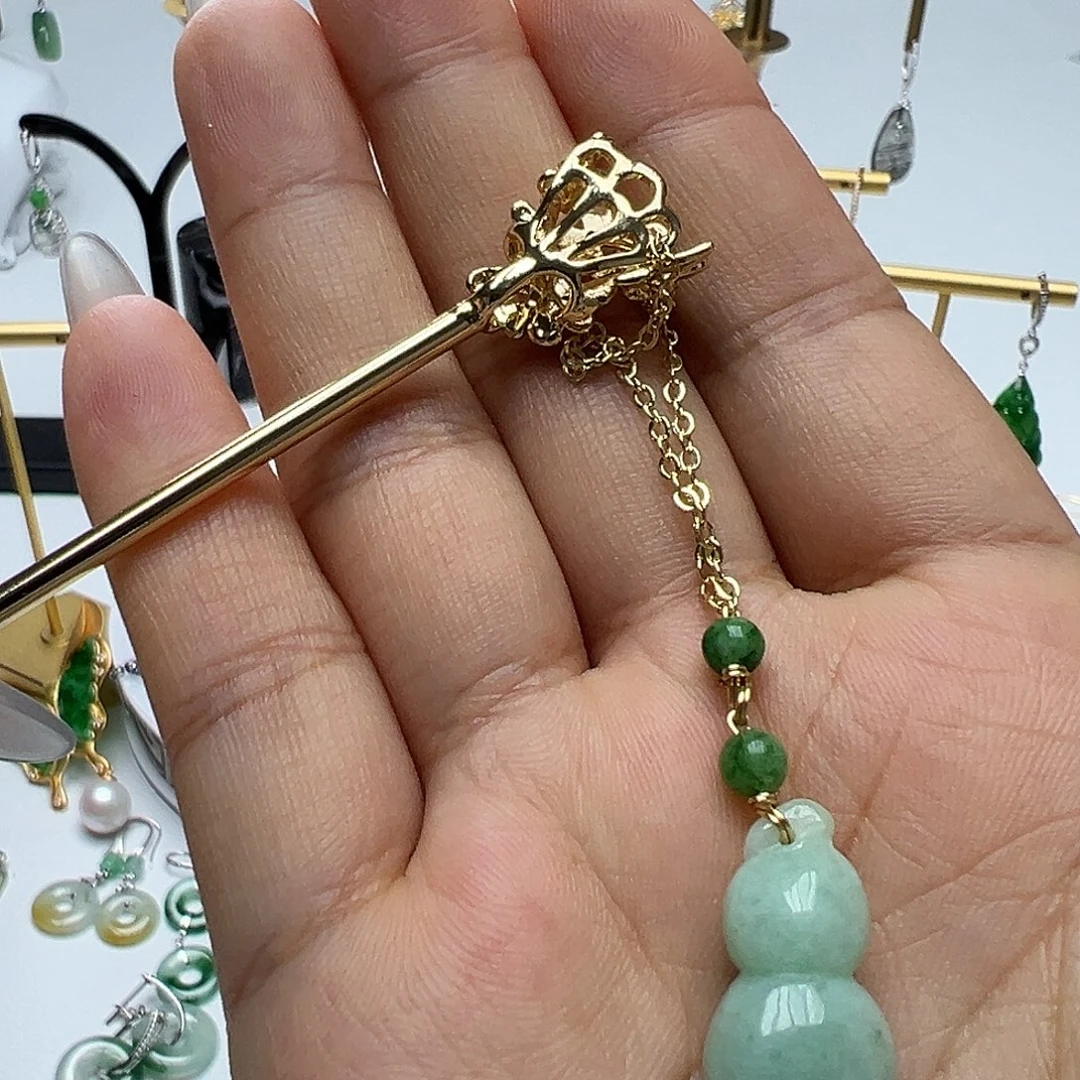 翡翠未镶嵌耳饰天然缅甸A货翡翠