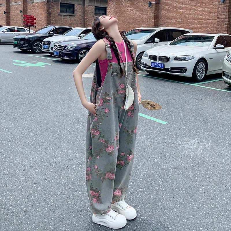 DM孕妇装春夏装背带裤薄款夏季时尚套装孕妈穿搭牛仔阔腿裤子宽松