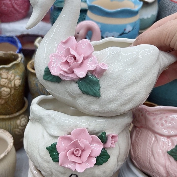 多肉绿植陶瓷花盆9.9包邮，有孔