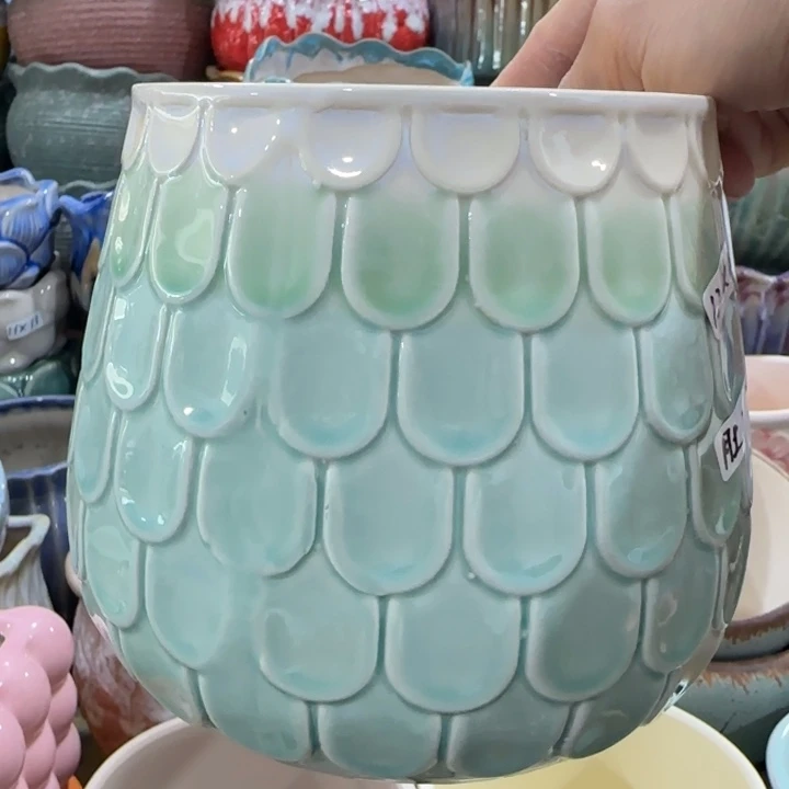 凑9块包邮，有孔，陶瓷花盆