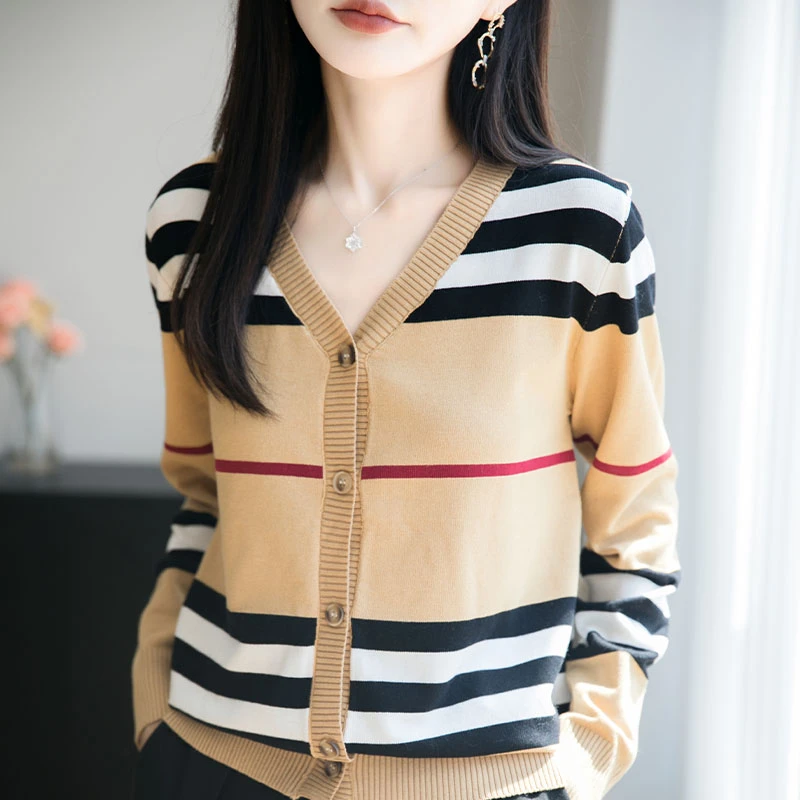 正品开衫精纺毛百搭春秋长袖毛衣宽松外套上衣外穿外套