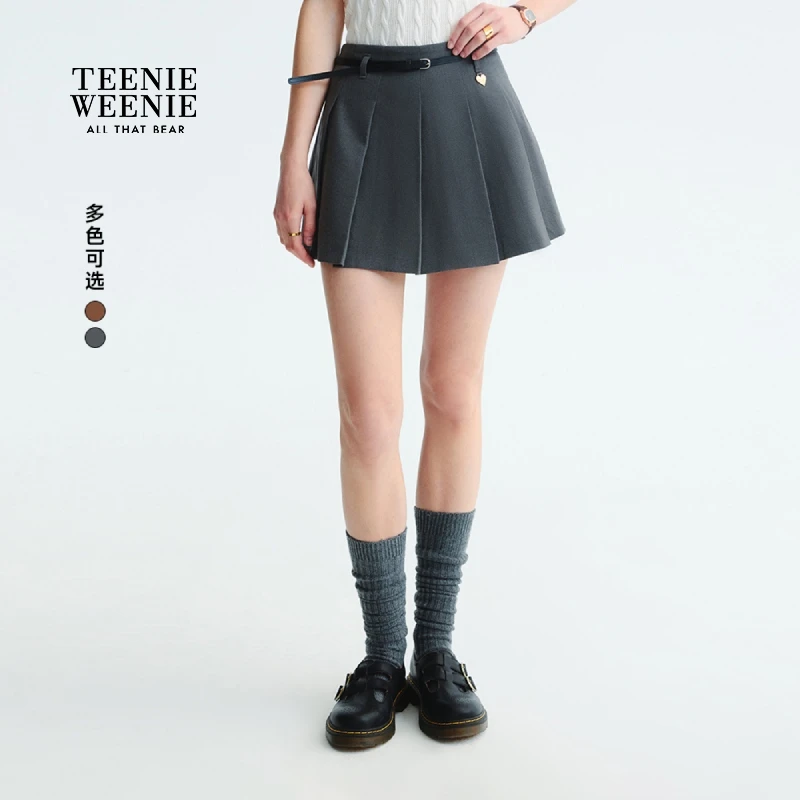 TeenieWeenie小熊女装半身裙25气质学院风格纹百褶裙TTWH253803P