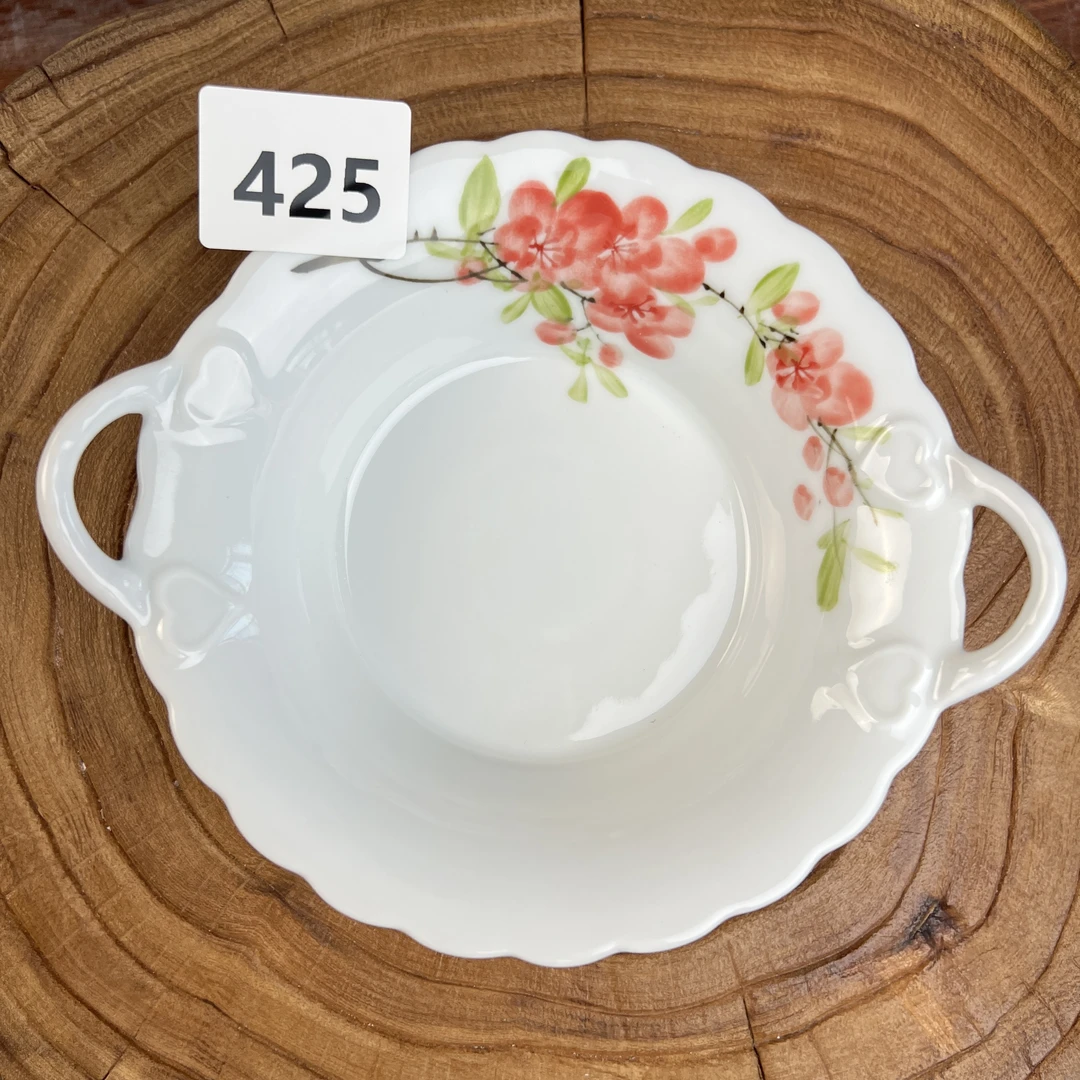 景德镇手绘（食品级）小号日式爱心双耳碗陶瓷家用425