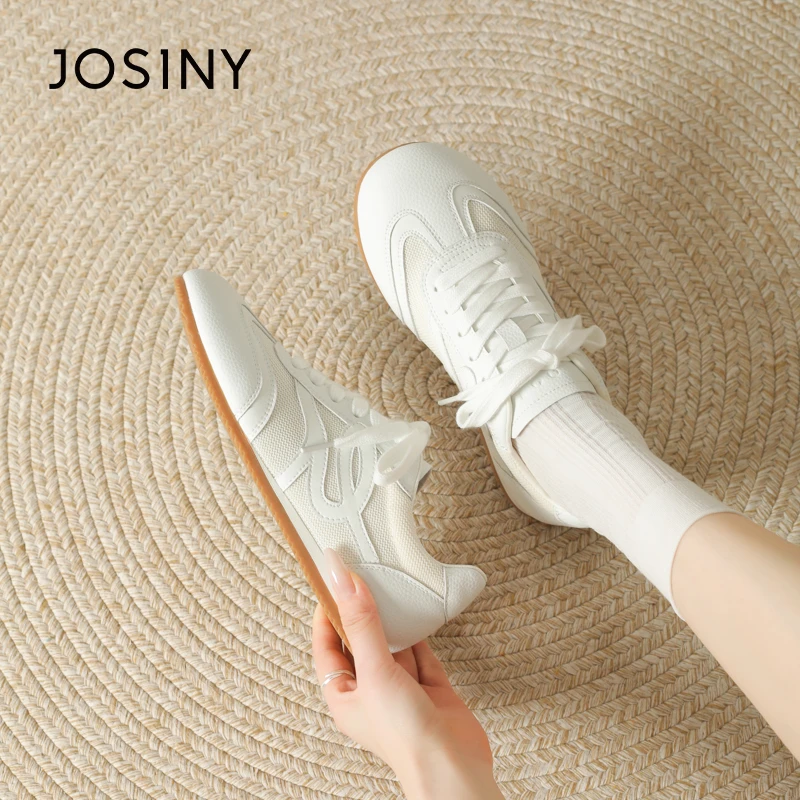 卓诗尼透气软底德训鞋女2025夏季新款系带单鞋平底网面透气休闲鞋