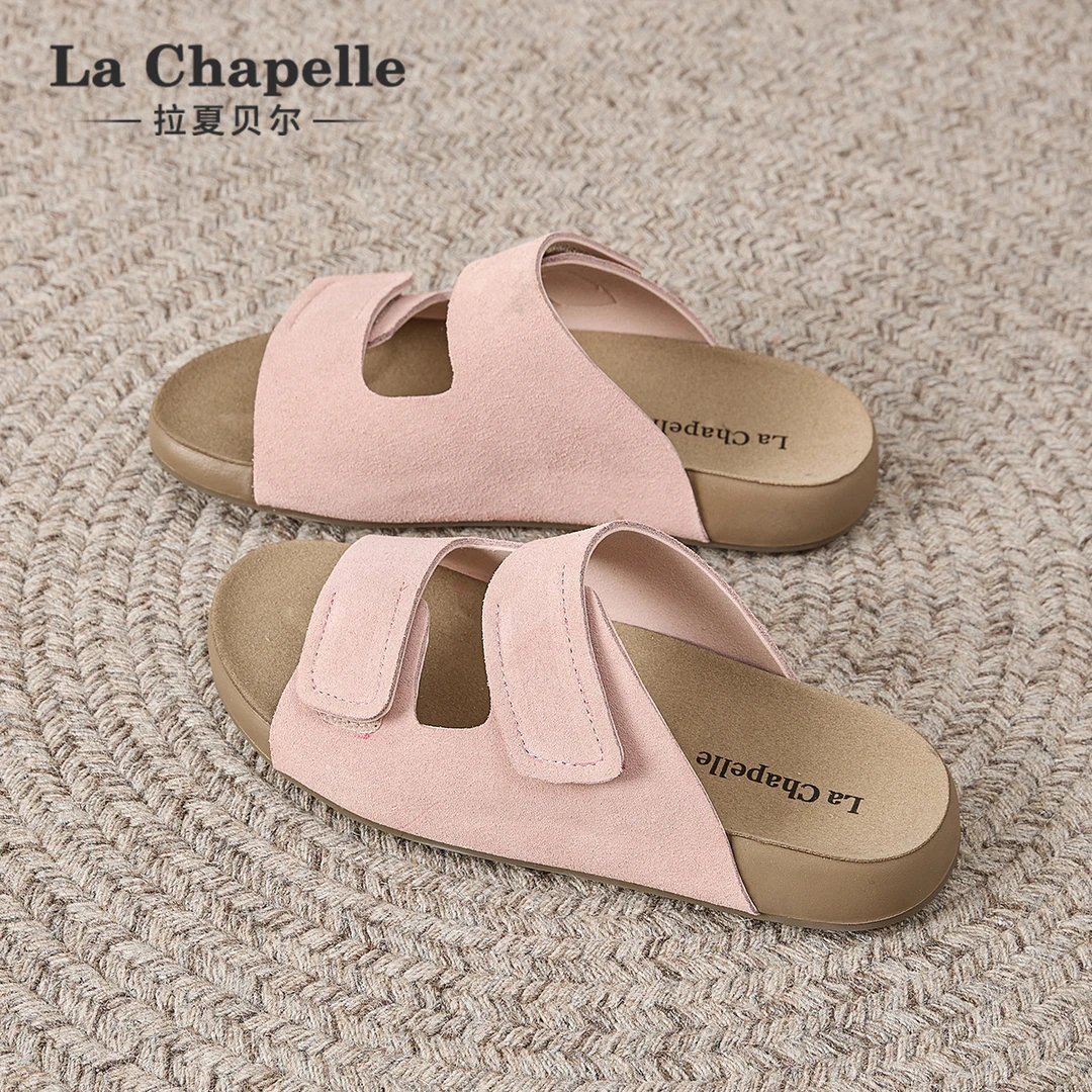 拉夏贝尔厚底勃肯凉拖鞋女夏外穿2025新款休闲时尚配裙子真皮凉鞋