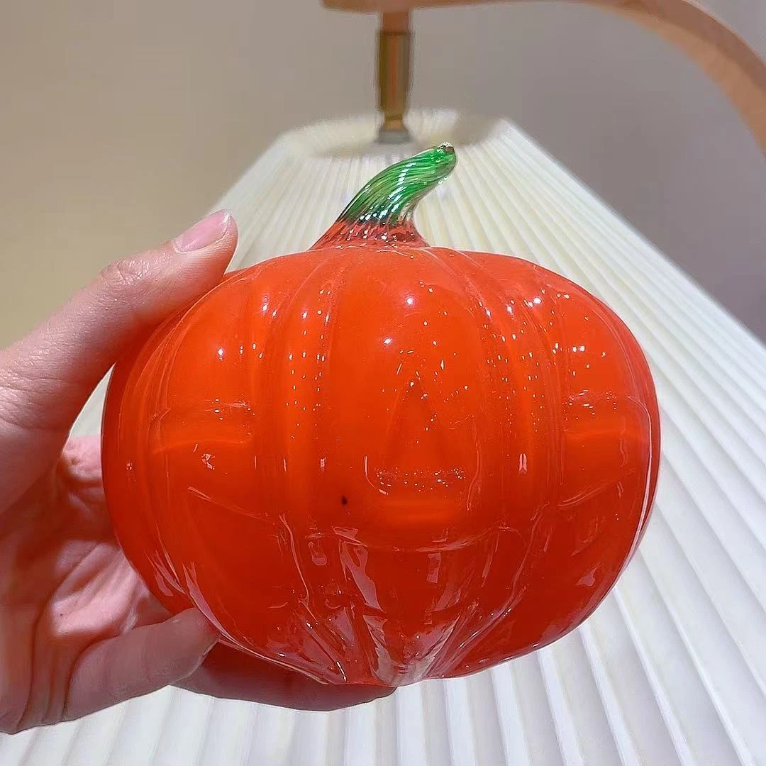 琉璃橙红南瓜摆件