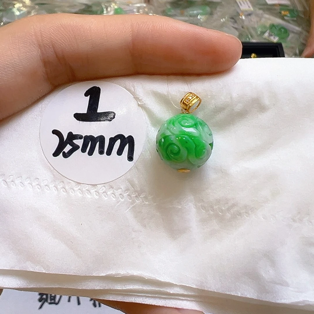 翡翠18K金镶嵌吊坠(不含链)翡翠