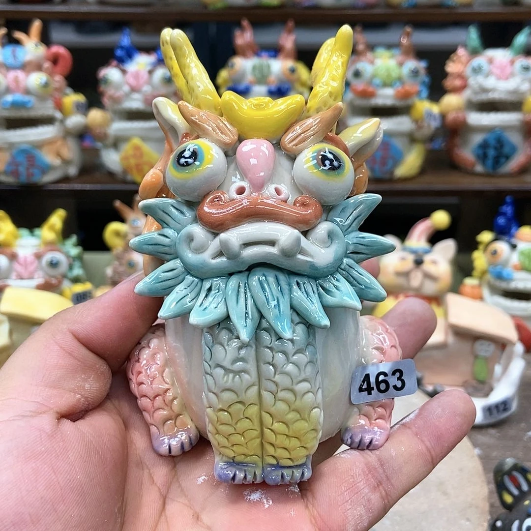 摆件直播间手工抽象陶瓷摆件463