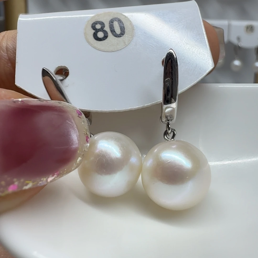 耳饰银S925镶嵌淡水珍珠珍珠