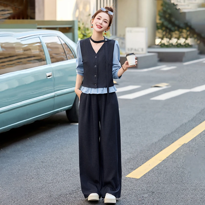 小香风撞色拼接时尚套装女秋2025秋季小个子超好看休闲气质两件套