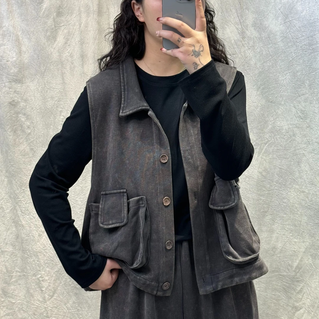 马甲女复古百搭马夹无袖宽松水洗春季做旧休闲短款时尚潮流