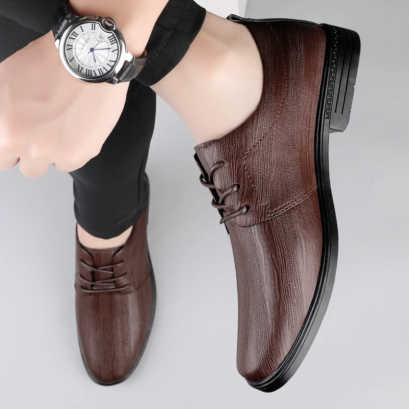 皮鞋男款通勤轻质单层皮软底男士商务休闲鞋2025新款百搭透气男鞋