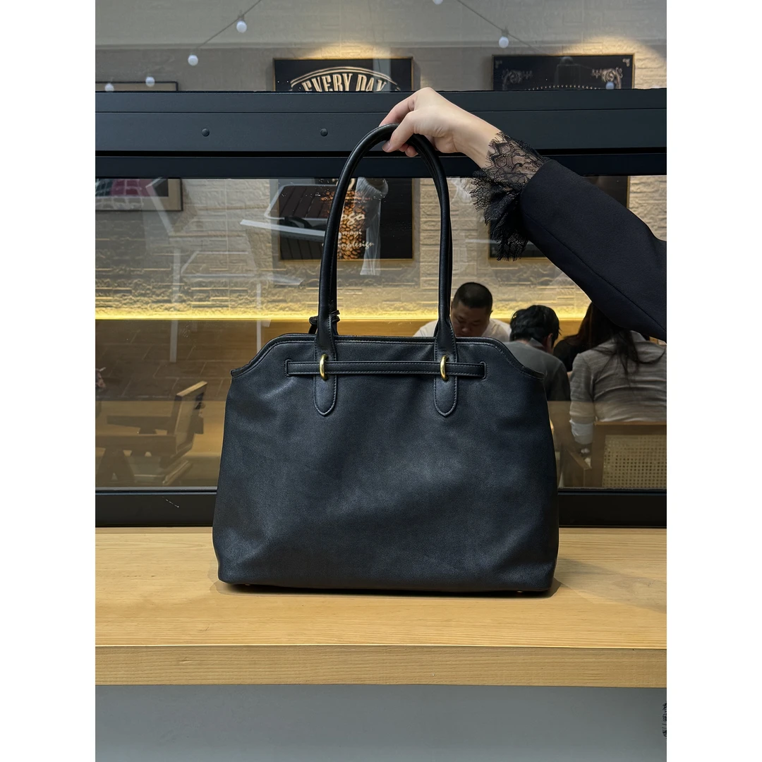 【M家 新款大托特】小羊皮时尚女士黑色单肩肩包休闲