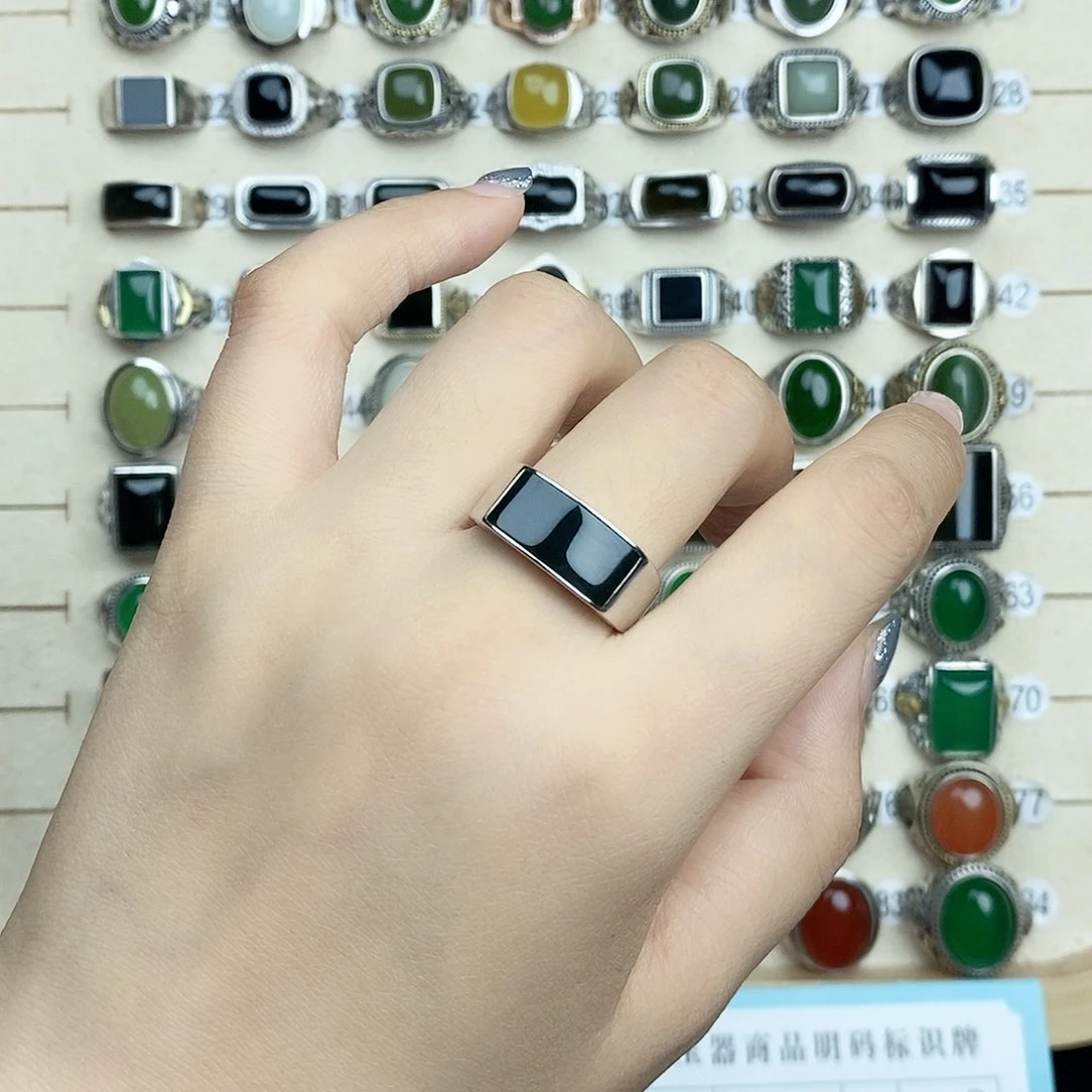 银S925镶嵌戒指和田玉