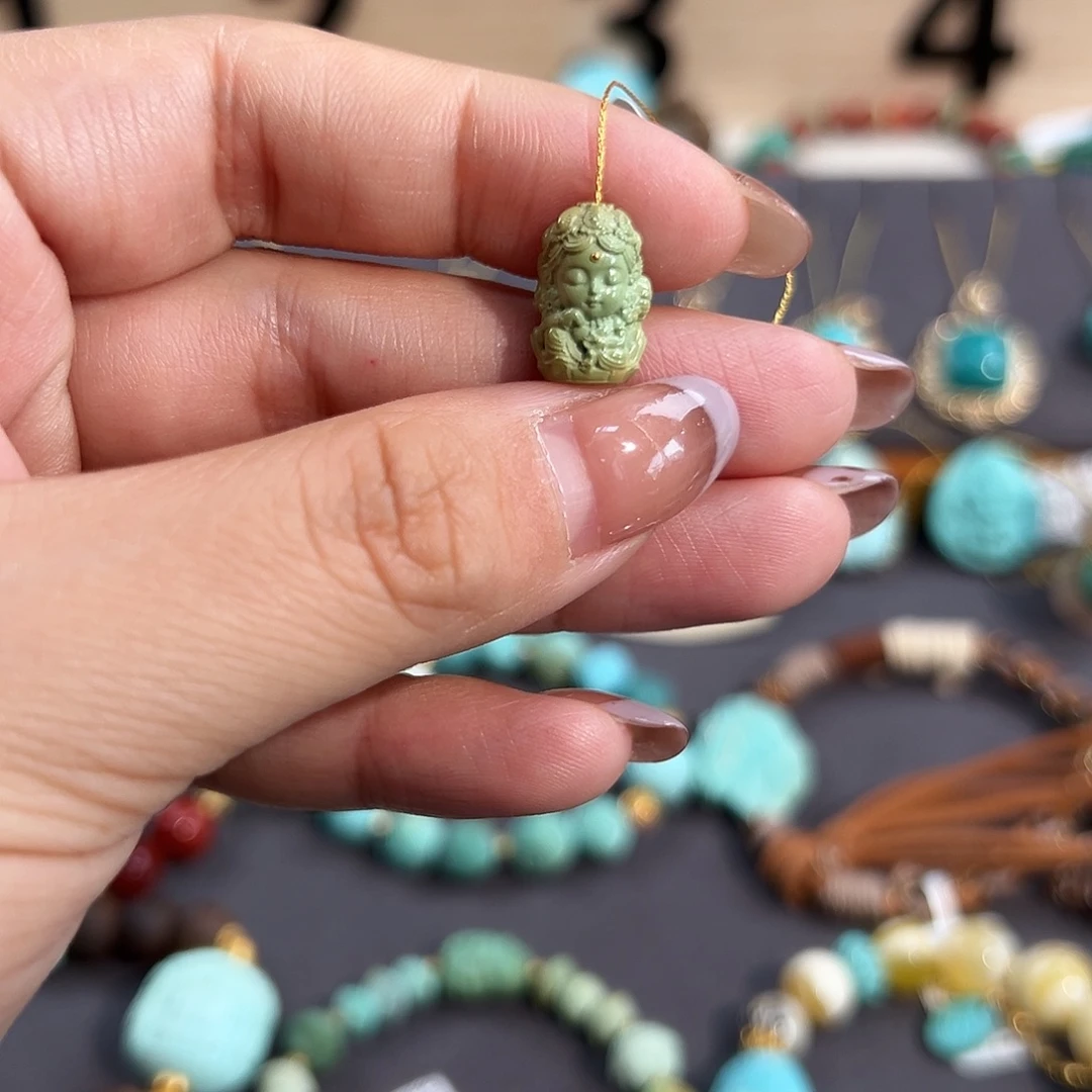 绿松石未镶嵌把件度母娘娘配饰