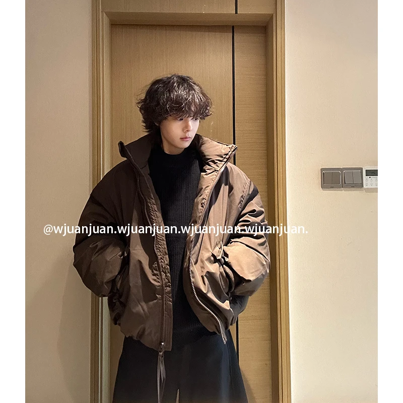 『WJUANJUAN』美式复古ovresize男女中性宽松立领棉服飞行棉衣外套